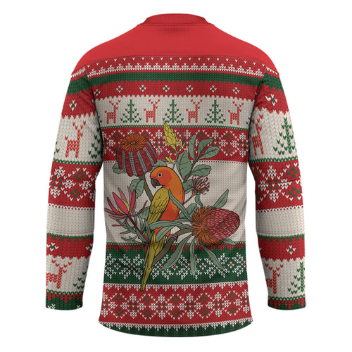 Aussie Sun Parakeet Christmas Hockey Jersey Festive Knitted Pattern Inspired