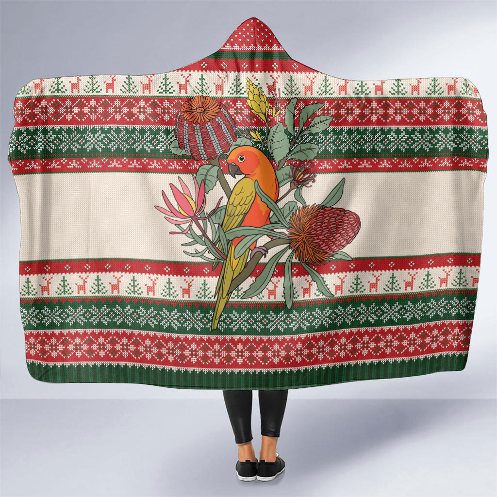 Aussie Sun Parakeet Christmas Hooded Blanket Festive Knitted Pattern Inspired
