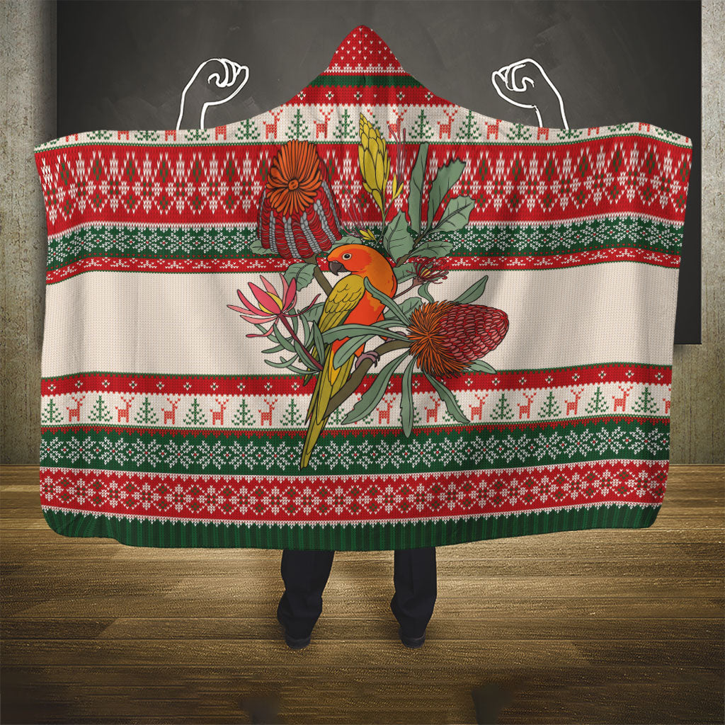 Aussie Sun Parakeet Christmas Hooded Blanket Festive Knitted Pattern Inspired