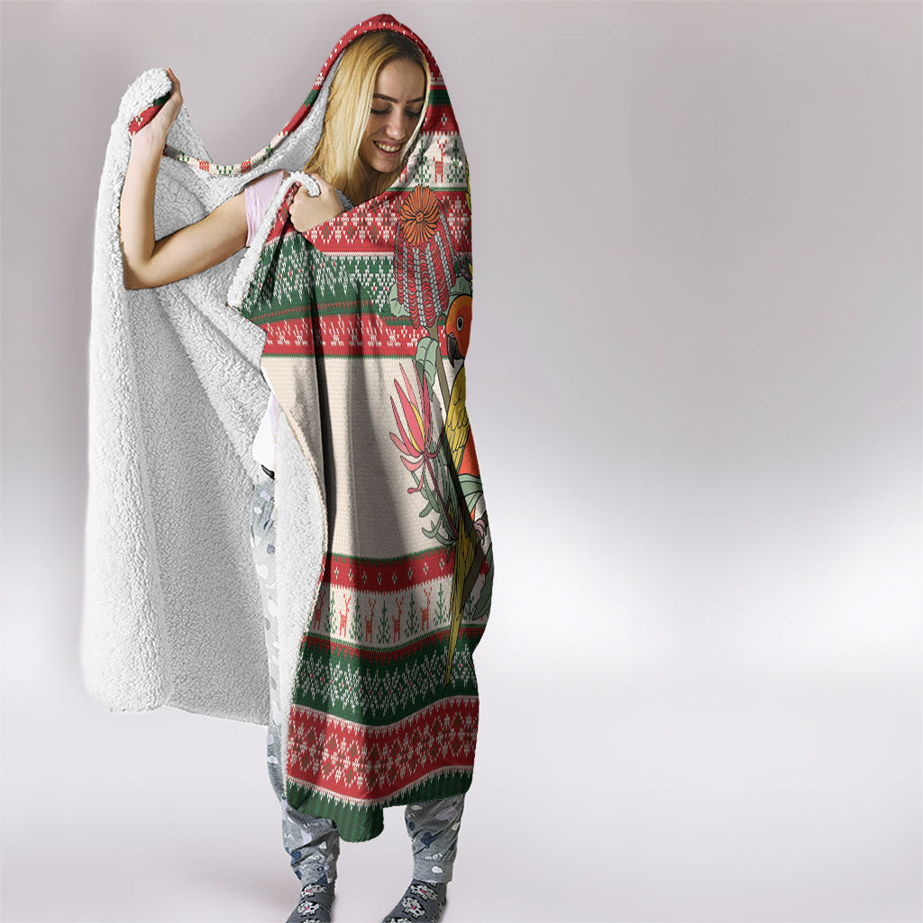 Aussie Sun Parakeet Christmas Hooded Blanket Festive Knitted Pattern Inspired