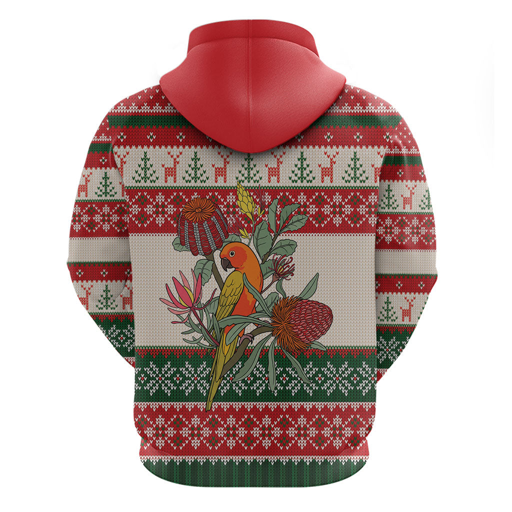Aussie Sun Parakeet Christmas Hoodie Festive Knitted Pattern Inspired