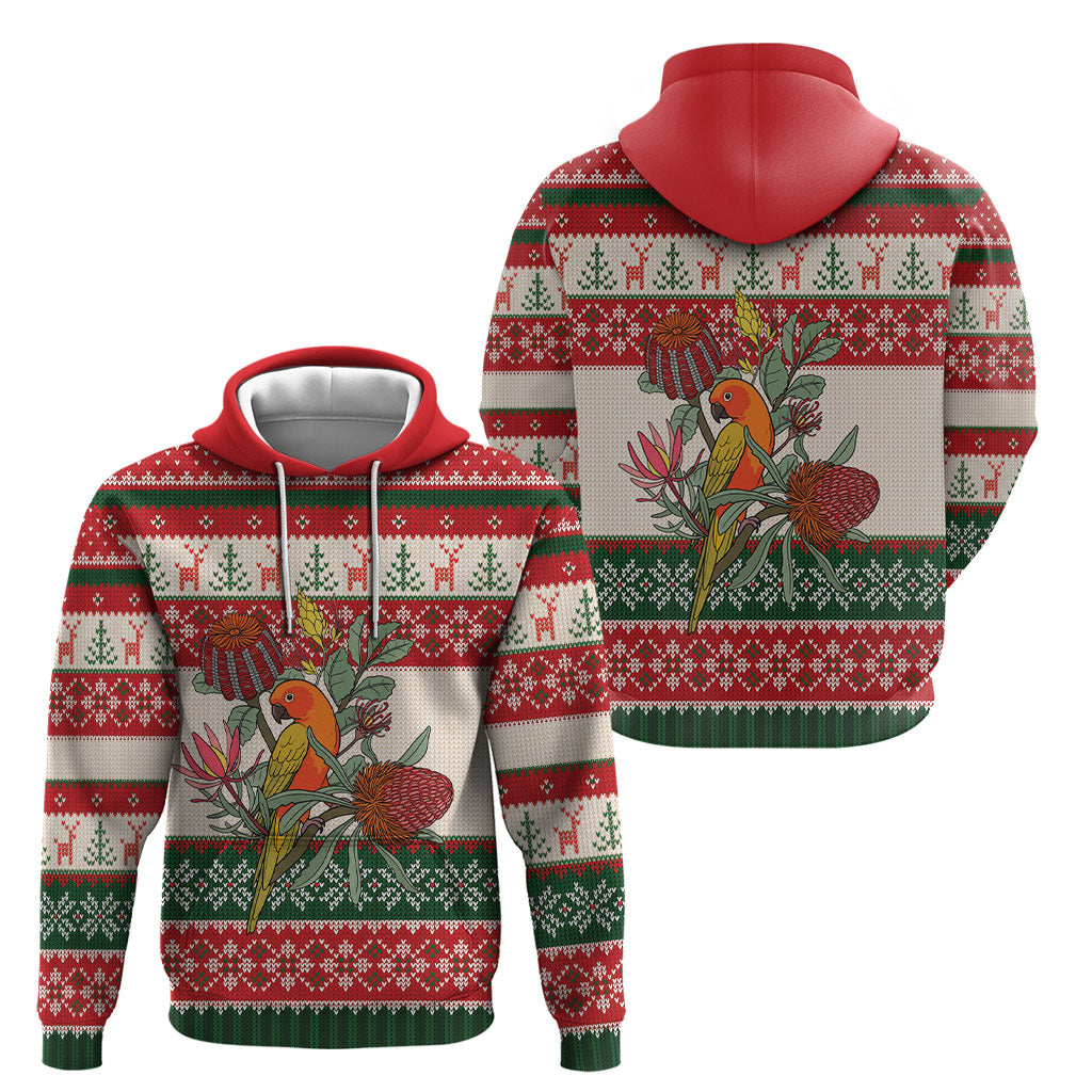 Aussie Sun Parakeet Christmas Hoodie Festive Knitted Pattern Inspired