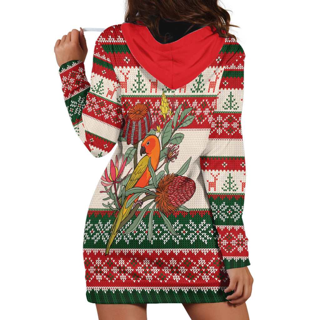 Aussie Sun Parakeet Christmas Hoodie Dress Festive Knitted Pattern Inspired