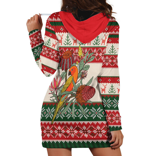 Aussie Sun Parakeet Christmas Hoodie Dress Festive Knitted Pattern Inspired