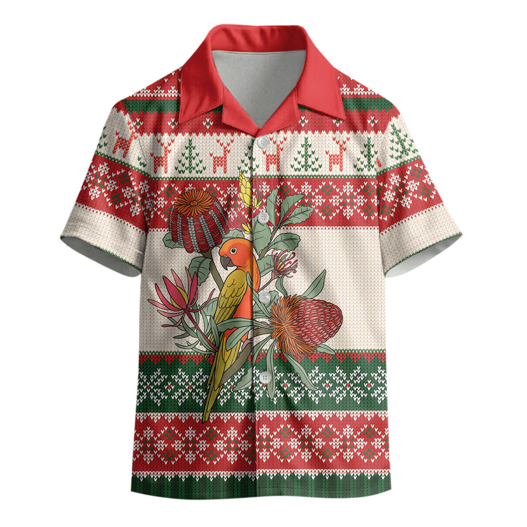 Aussie Sun Parakeet Christmas Kid Hawaiian Shirt Festive Knitted Pattern Inspired