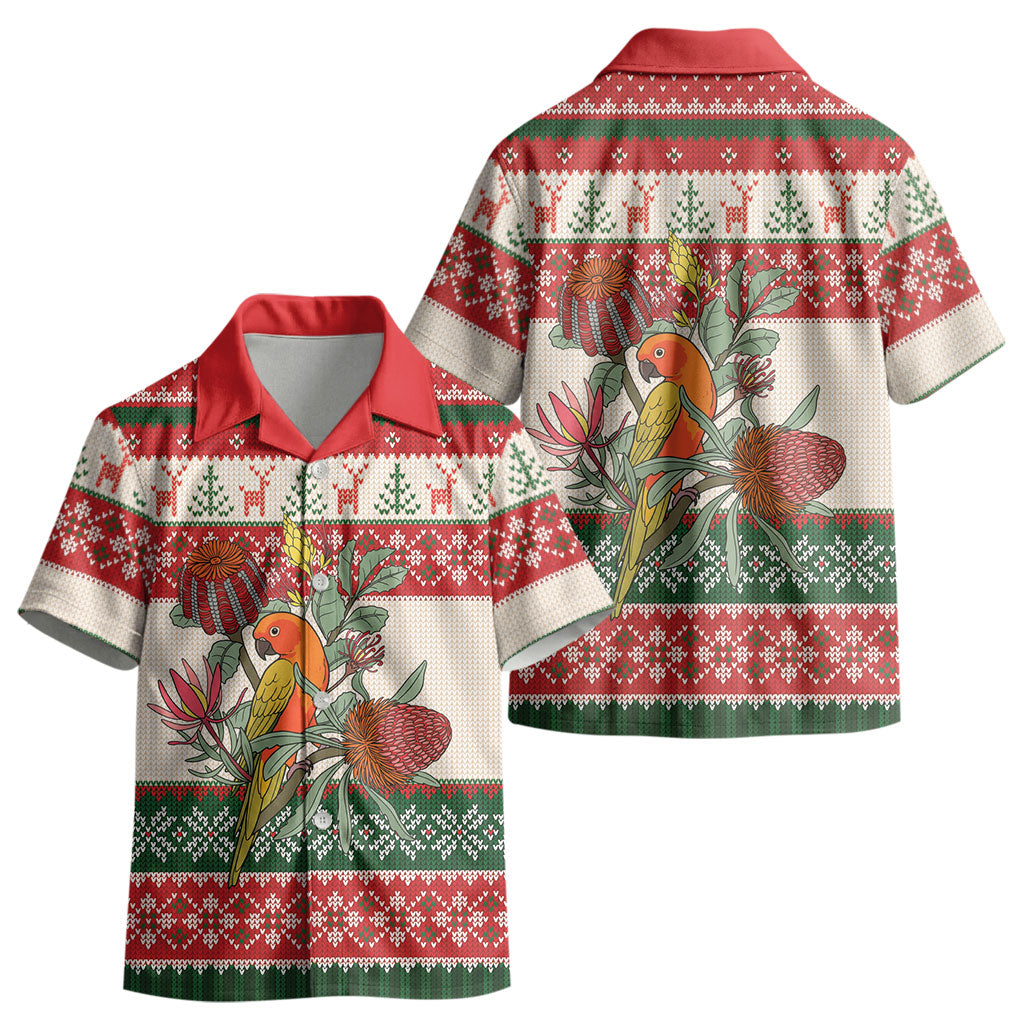 Aussie Sun Parakeet Christmas Kid Hawaiian Shirt Festive Knitted Pattern Inspired