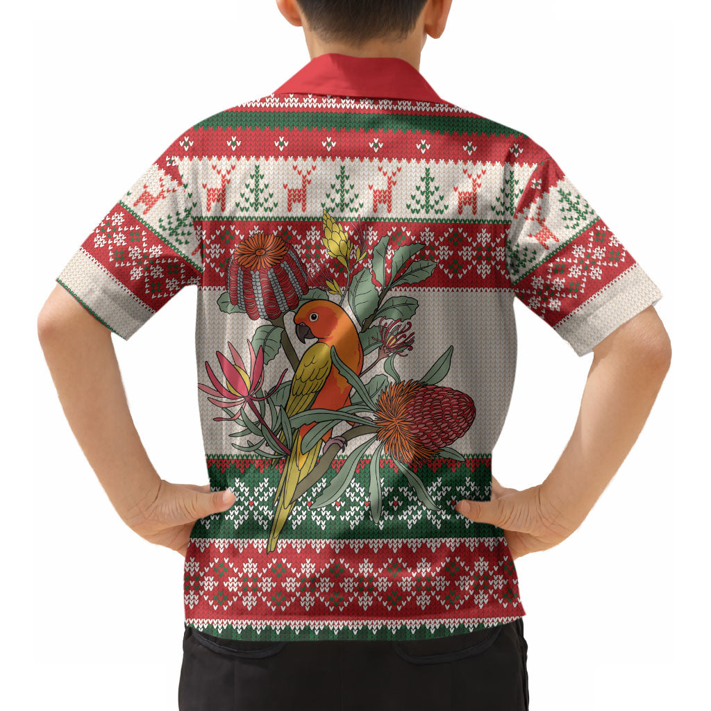 Aussie Sun Parakeet Christmas Kid Hawaiian Shirt Festive Knitted Pattern Inspired