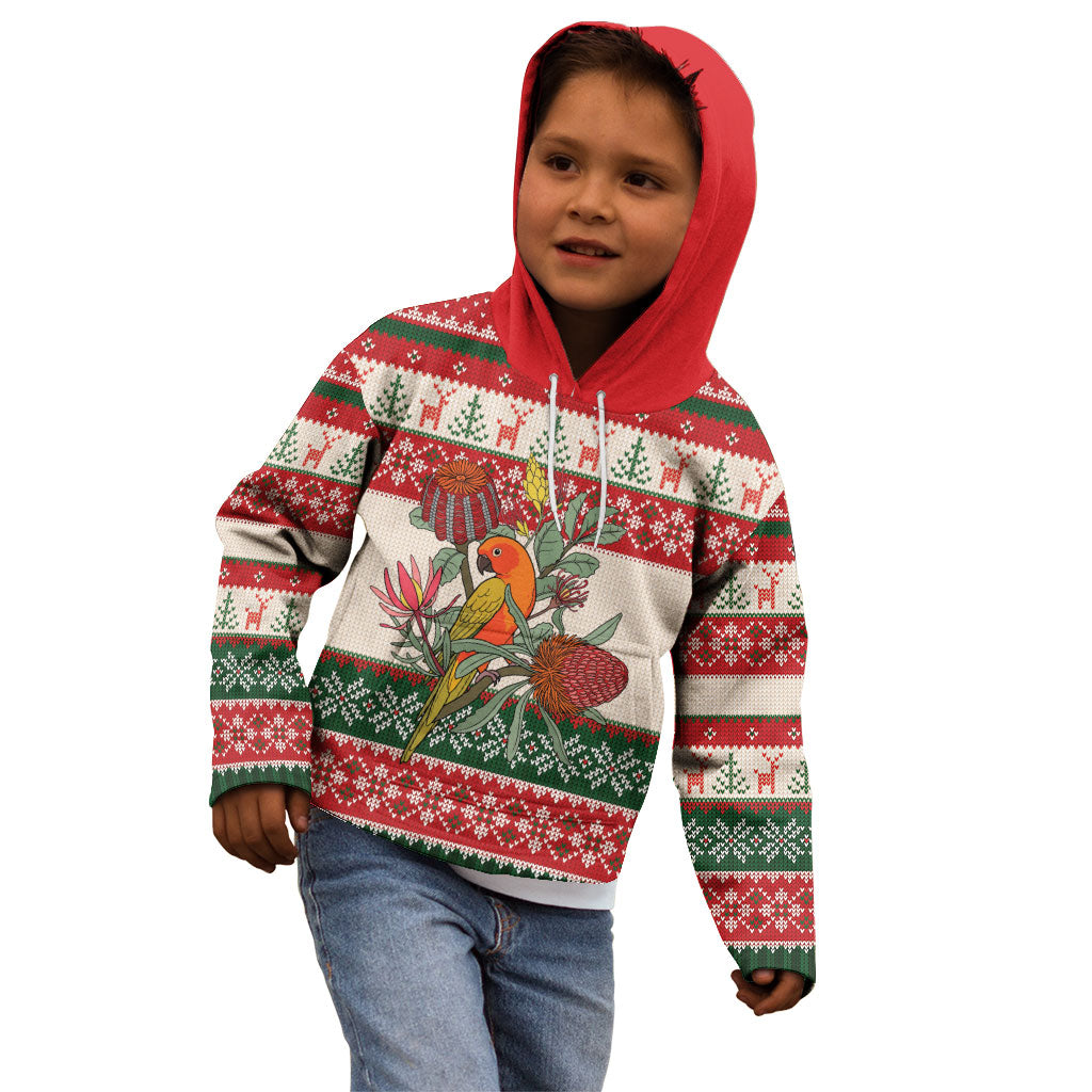 Aussie Sun Parakeet Christmas Kid Hoodie Festive Knitted Pattern Inspired