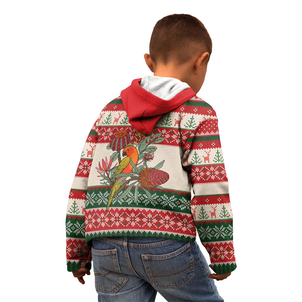 Aussie Sun Parakeet Christmas Kid Hoodie Festive Knitted Pattern Inspired