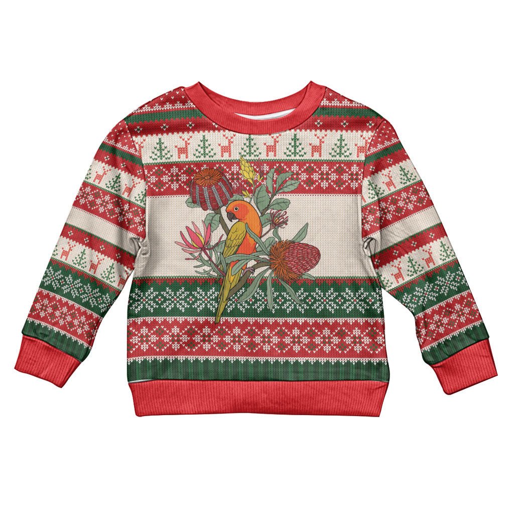 Aussie Sun Parakeet Christmas Kid Ugly Christmas Sweater Festive Knitted Pattern Inspired