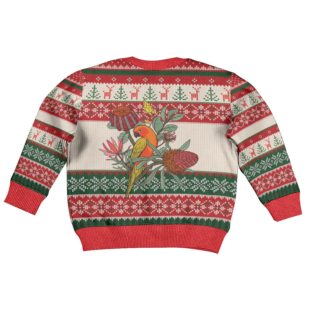 Aussie Sun Parakeet Christmas Kid Ugly Christmas Sweater Festive Knitted Pattern Inspired