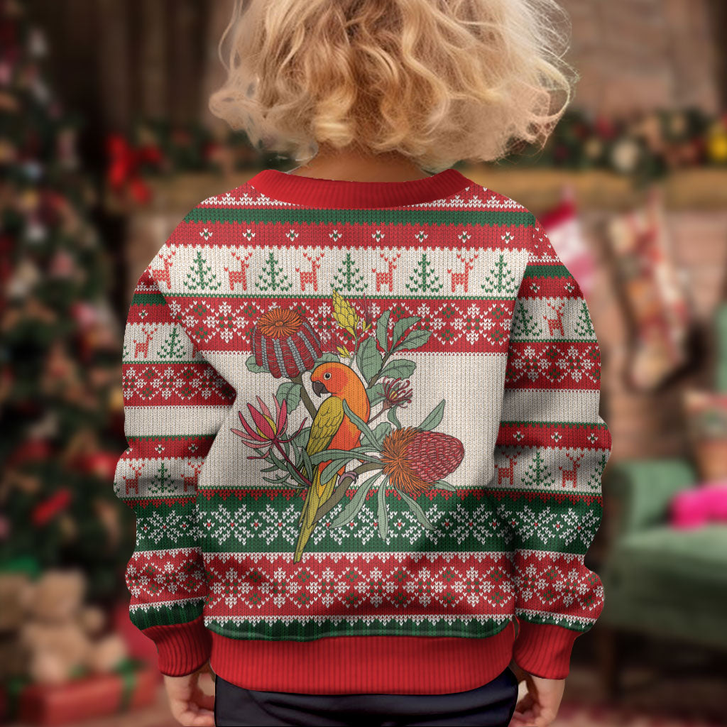 Aussie Sun Parakeet Christmas Kid Ugly Christmas Sweater Festive Knitted Pattern Inspired