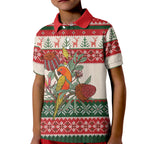 Aussie Sun Parakeet Christmas Kid Polo Shirt Festive Knitted Pattern Inspired