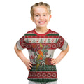 Aussie Sun Parakeet Christmas Kid T Shirt Festive Knitted Pattern Inspired