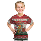 Aussie Sun Parakeet Christmas Kid T Shirt Festive Knitted Pattern Inspired