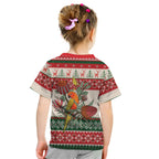 Aussie Sun Parakeet Christmas Kid T Shirt Festive Knitted Pattern Inspired
