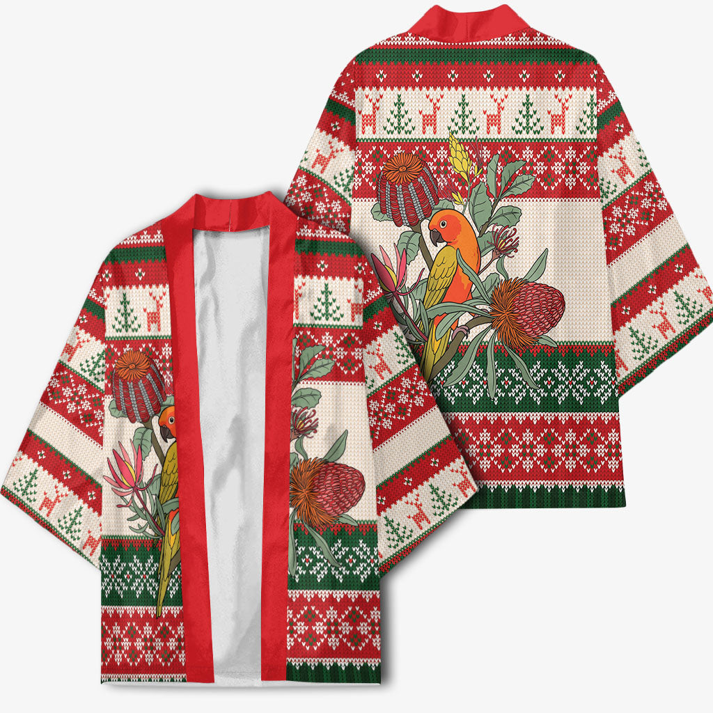 Aussie Sun Parakeet Christmas Kimono Festive Knitted Pattern Inspired
