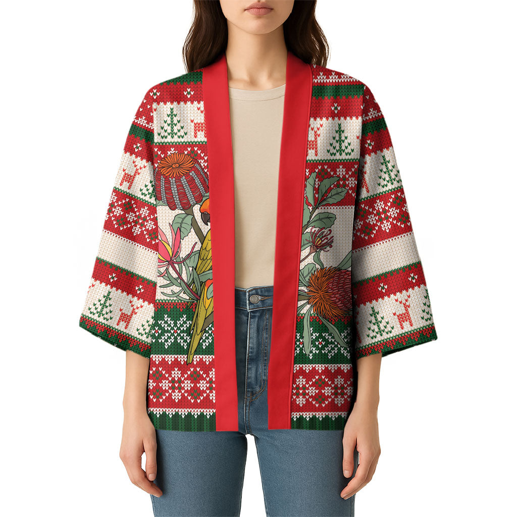 Aussie Sun Parakeet Christmas Kimono Festive Knitted Pattern Inspired