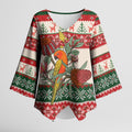 Aussie Sun Parakeet Christmas Kimono Sleeve Blouse Festive Knitted Pattern Inspired