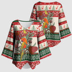 Aussie Sun Parakeet Christmas Kimono Sleeve Blouse Festive Knitted Pattern Inspired