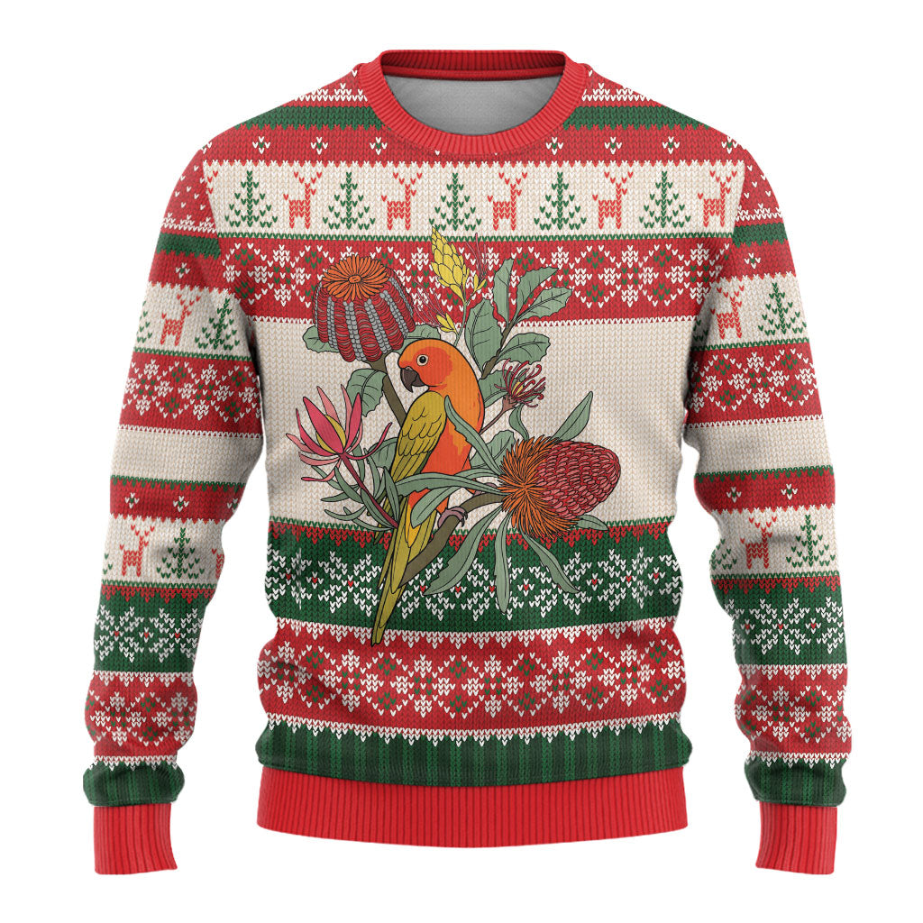 Aussie Sun Parakeet Christmas Ugly Christmas Sweater Festive Knitted Pattern Inspired