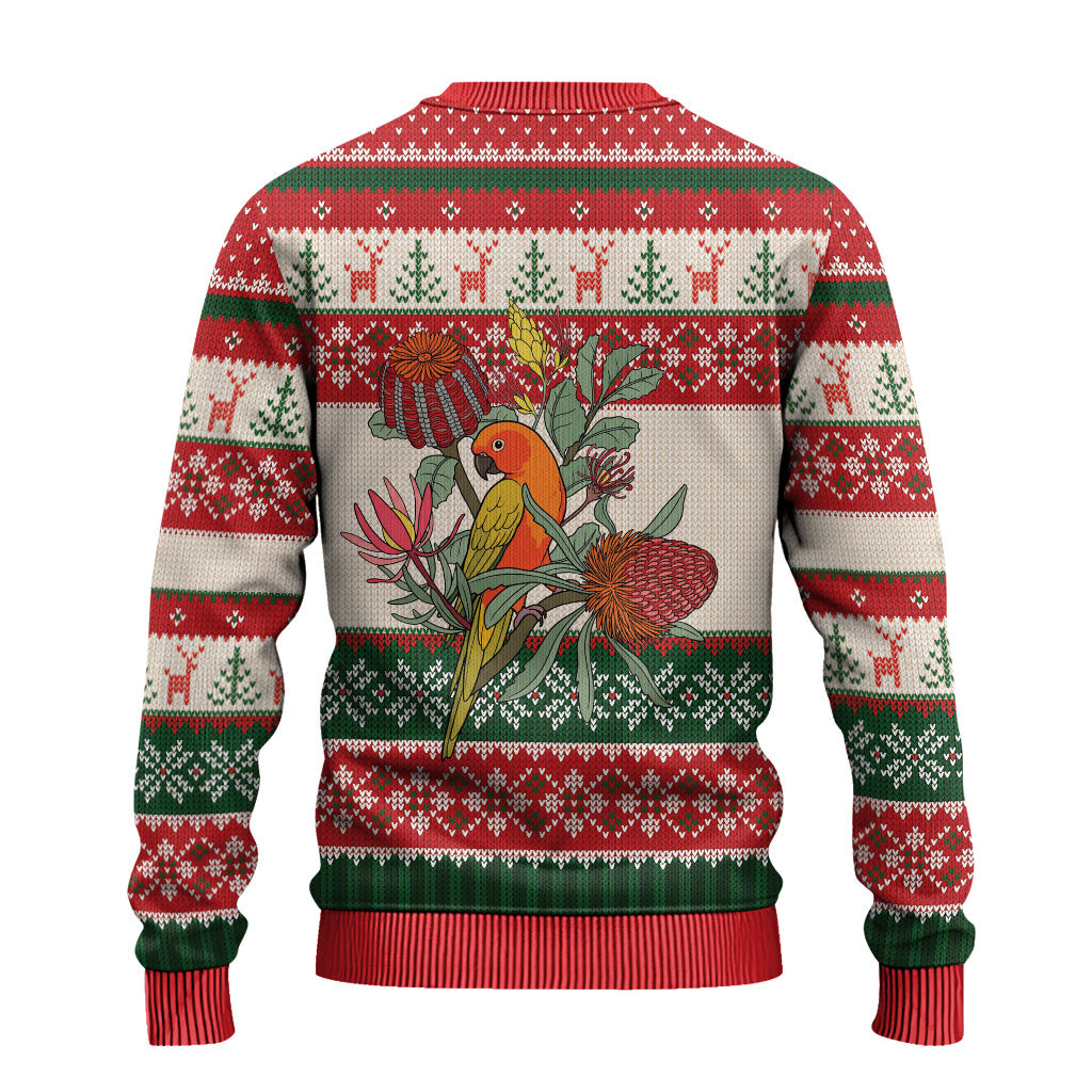 Aussie Sun Parakeet Christmas Ugly Christmas Sweater Festive Knitted Pattern Inspired