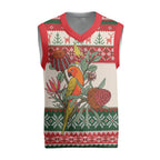 Aussie Sun Parakeet Christmas Knitted V-Neck Vest Festive Knitted Pattern Inspired