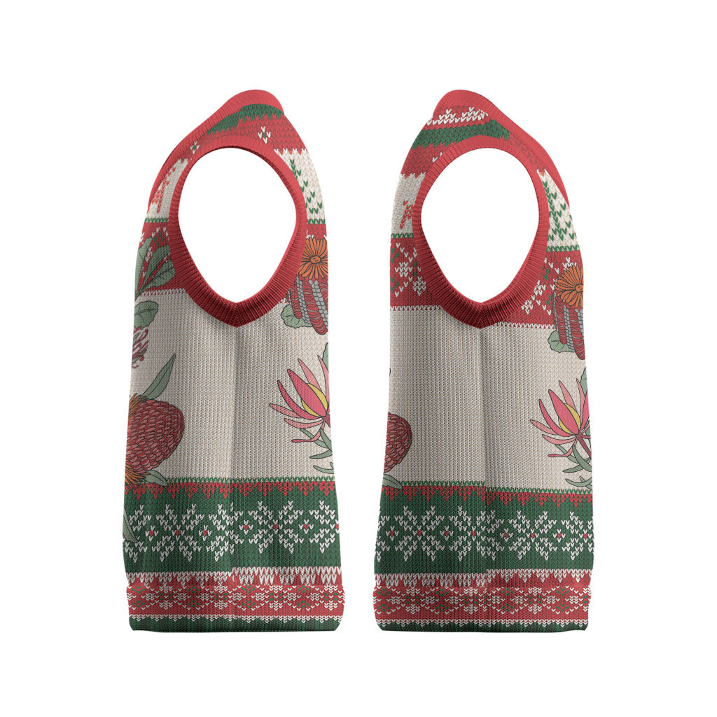 Aussie Sun Parakeet Christmas Knitted V-Neck Vest Festive Knitted Pattern Inspired
