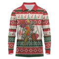 Aussie Sun Parakeet Christmas Long Sleeve Polo Shirt Festive Knitted Pattern Inspired