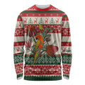 Aussie Sun Parakeet Christmas Long Sleeve Shirt Festive Knitted Pattern Inspired