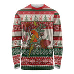 Aussie Sun Parakeet Christmas Long Sleeve Shirt Festive Knitted Pattern Inspired