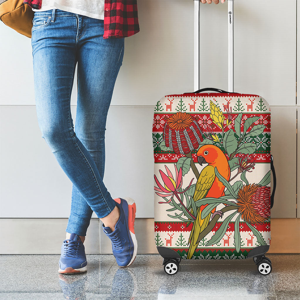 Aussie Sun Parakeet Christmas Luggage Cover Festive Knitted Pattern Inspired