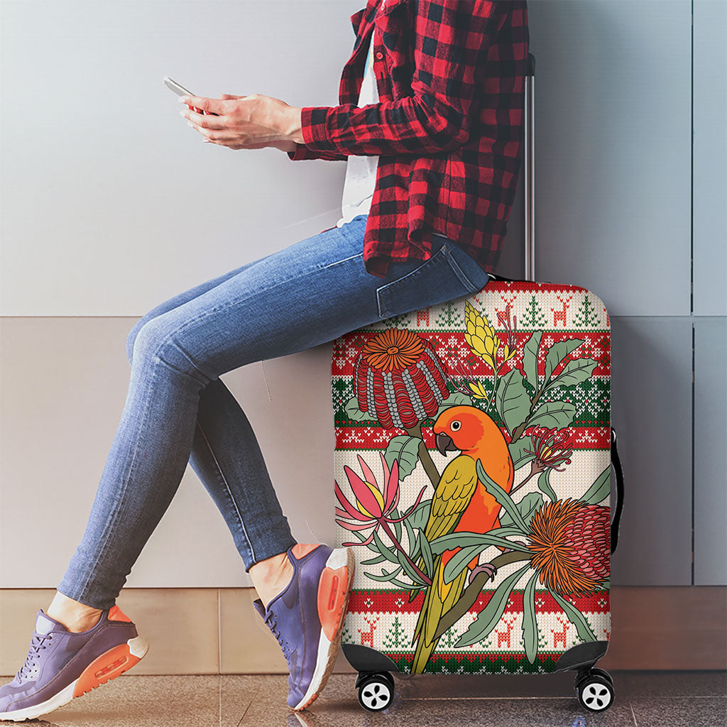 Aussie Sun Parakeet Christmas Luggage Cover Festive Knitted Pattern Inspired