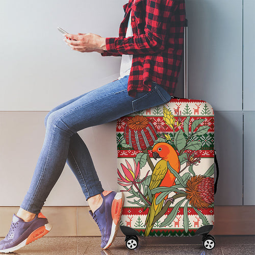 Aussie Sun Parakeet Christmas Luggage Cover Festive Knitted Pattern Inspired