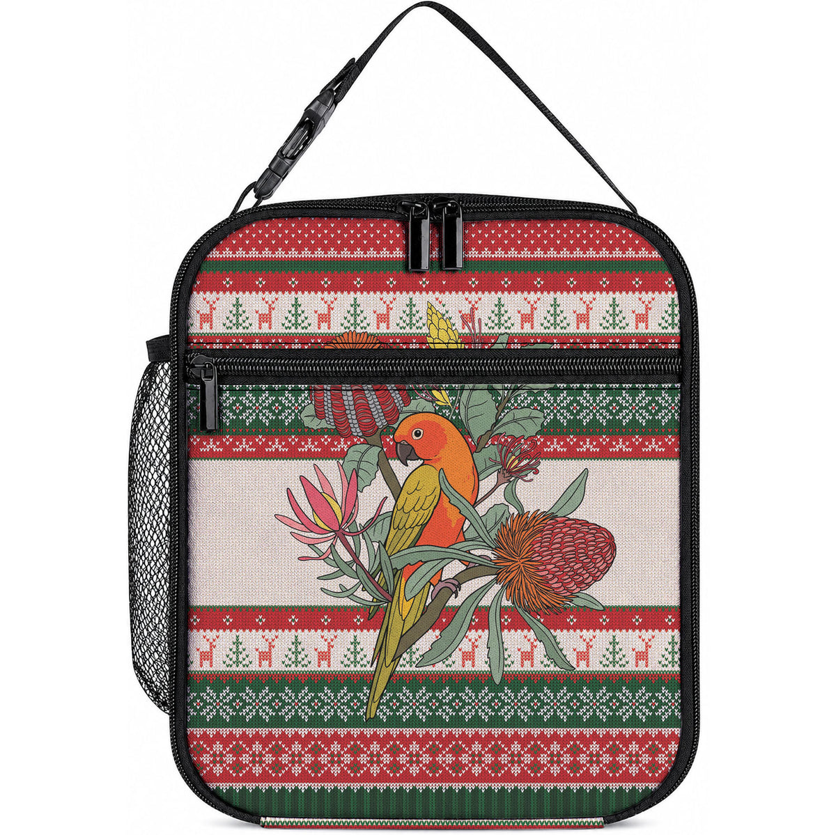 Aussie Sun Parakeet Christmas Lunch Bag Festive Knitted Pattern Inspired