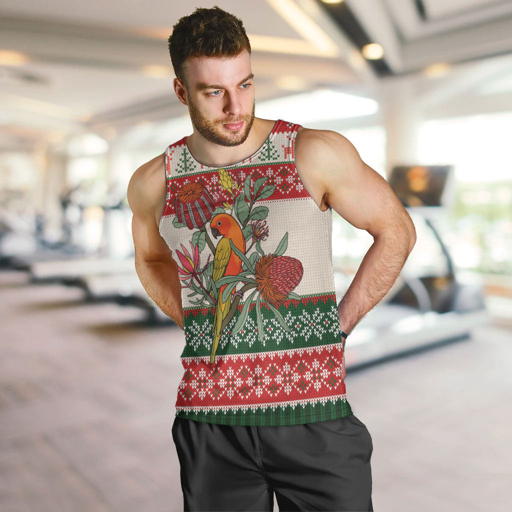 Aussie Sun Parakeet Christmas Men Tank Top Festive Knitted Pattern Inspired