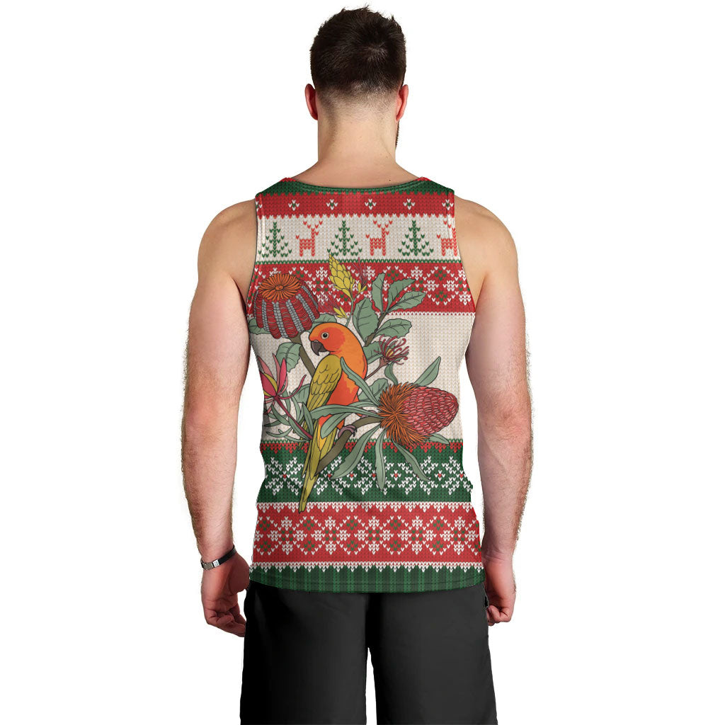 Aussie Sun Parakeet Christmas Men Tank Top Festive Knitted Pattern Inspired