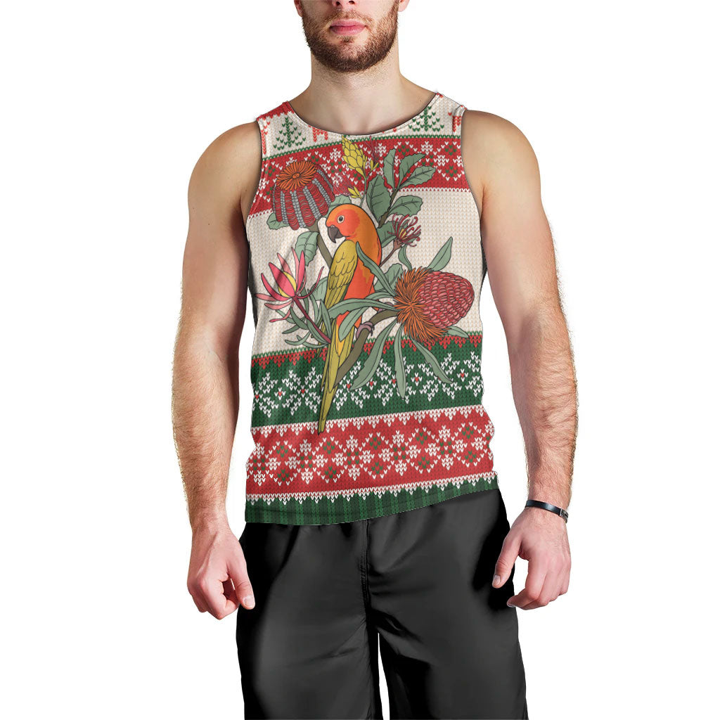 Aussie Sun Parakeet Christmas Men Tank Top Festive Knitted Pattern Inspired