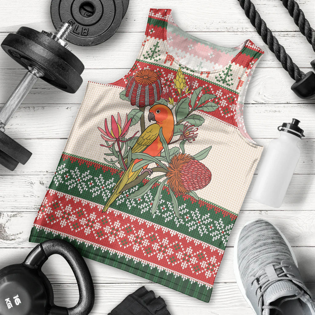 Aussie Sun Parakeet Christmas Men Tank Top Festive Knitted Pattern Inspired
