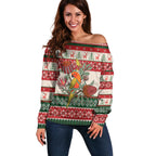 Aussie Sun Parakeet Christmas Off Shoulder Sweater Festive Knitted Pattern Inspired