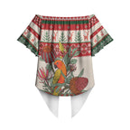 Aussie Sun Parakeet Christmas Off Shoulder Wrap Waist Top Festive Knitted Pattern Inspired