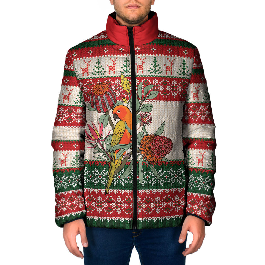 Aussie Sun Parakeet Christmas Padded Jacket Festive Knitted Pattern Inspired
