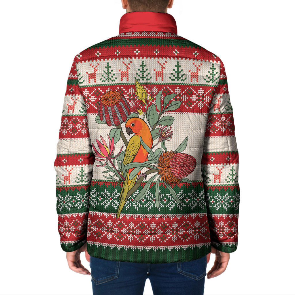 Aussie Sun Parakeet Christmas Padded Jacket Festive Knitted Pattern Inspired
