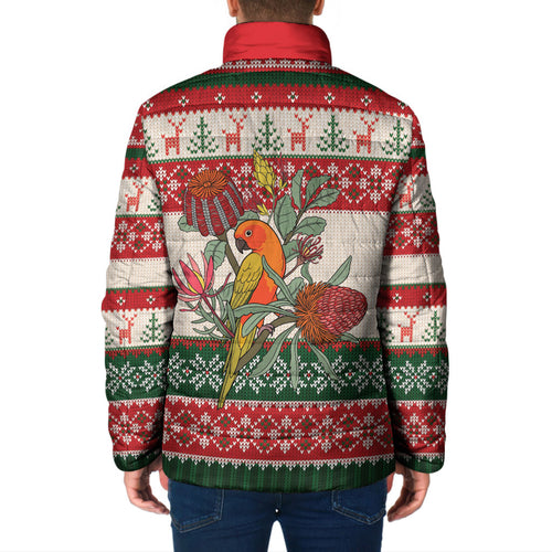 Aussie Sun Parakeet Christmas Padded Jacket Festive Knitted Pattern Inspired