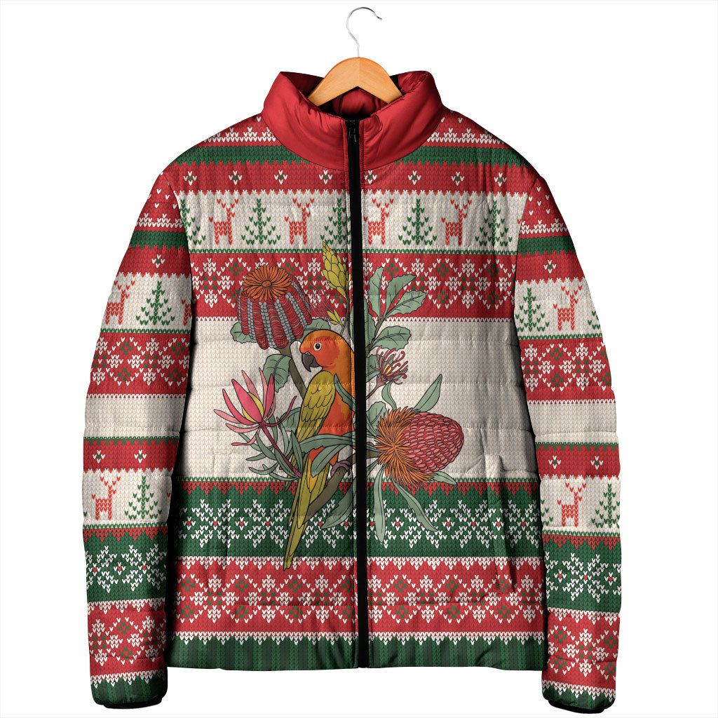 Aussie Sun Parakeet Christmas Padded Jacket Festive Knitted Pattern Inspired