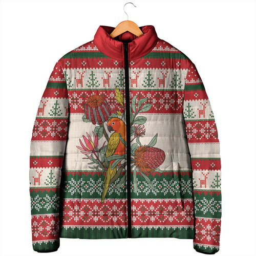 Aussie Sun Parakeet Christmas Padded Jacket Festive Knitted Pattern Inspired