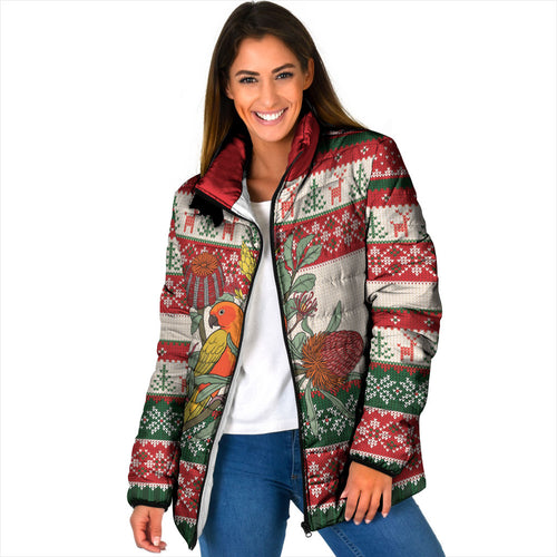 Aussie Sun Parakeet Christmas Padded Jacket Festive Knitted Pattern Inspired