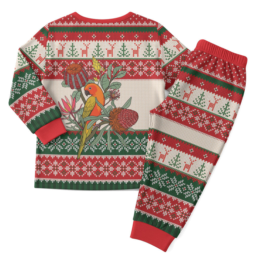 Aussie Sun Parakeet Christmas Pajama Set Festive Knitted Pattern Inspired