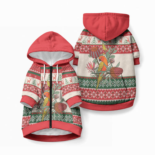 Aussie Sun Parakeet Christmas Pet Hoodie Festive Knitted Pattern Inspired