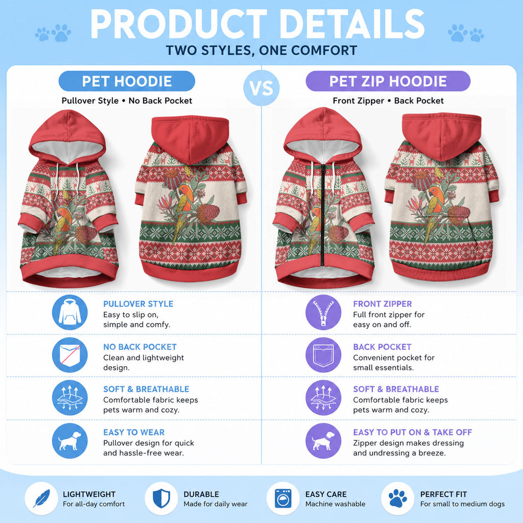Aussie Sun Parakeet Christmas Pet Hoodie Festive Knitted Pattern Inspired